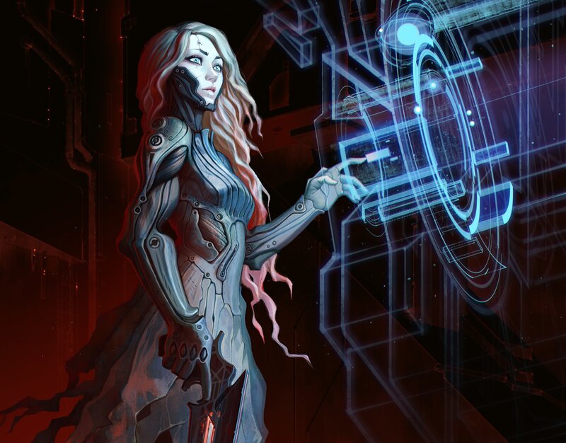 Cyborg Woman Interacting