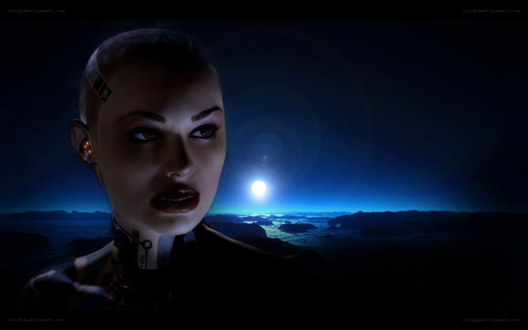 cyborg woman on alien planet