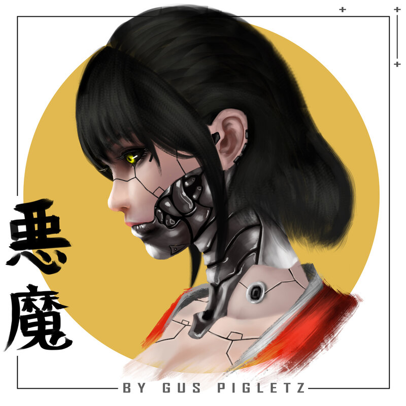 Cyborg Woman Portrait — Yellow