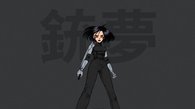 Cyborg Woman with Black Hair