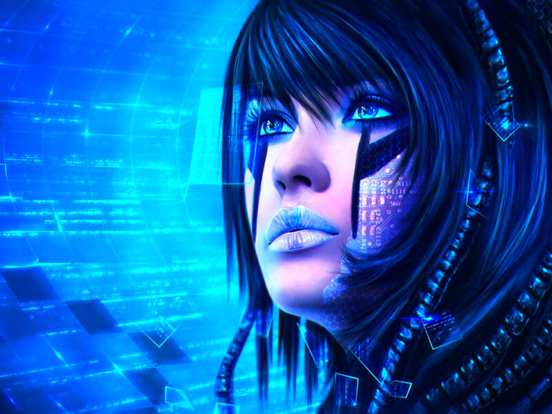 Cyborg Woman with Blue Eyes — Dramatic