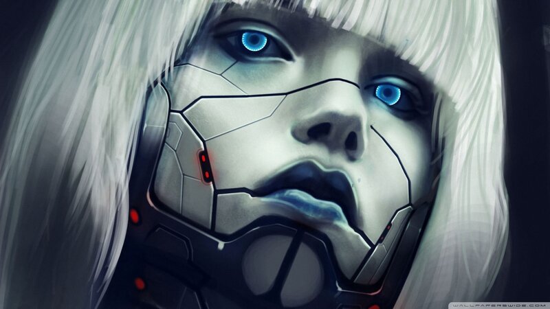 Cyborg Woman with Blue Eyes — White