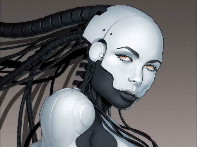 cyborg woman with cables