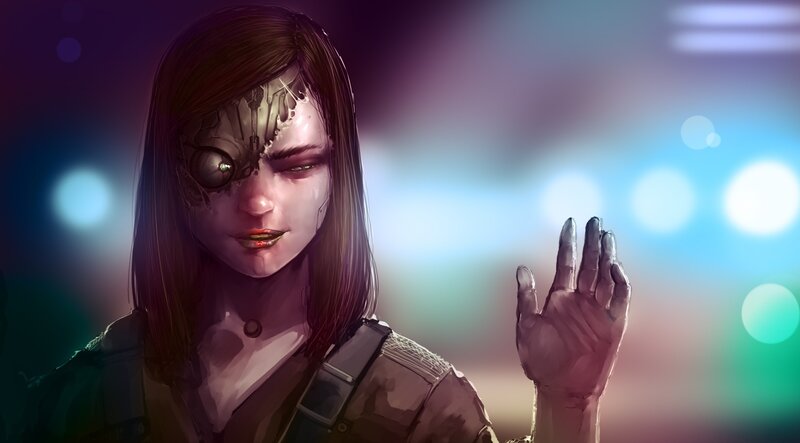 Cyborg Woman with Cybernetic Eye