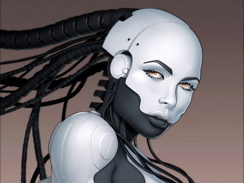cyborg woman with exposed wiring