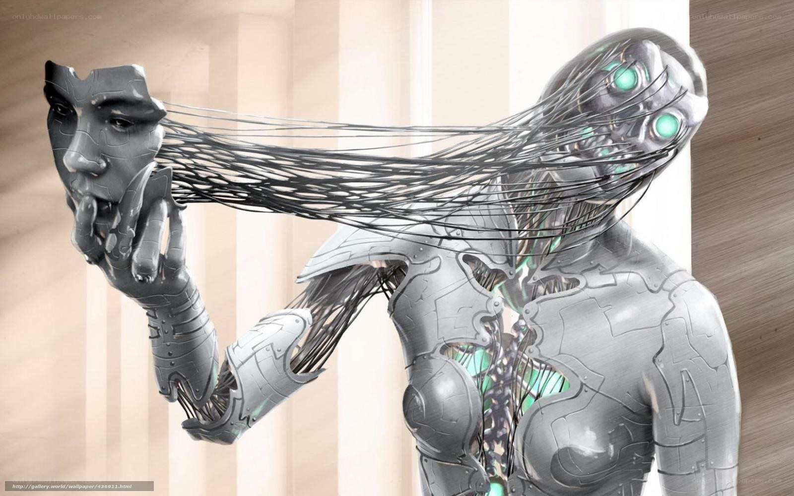 cyborg woman with face mask