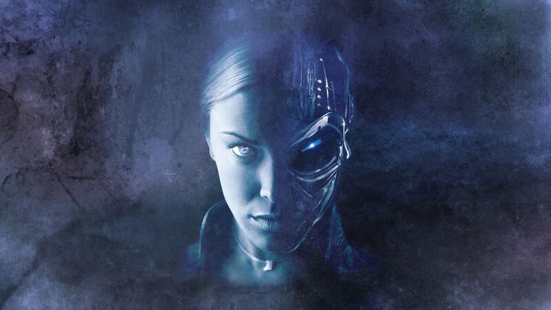 cyborg woman with glowing eye