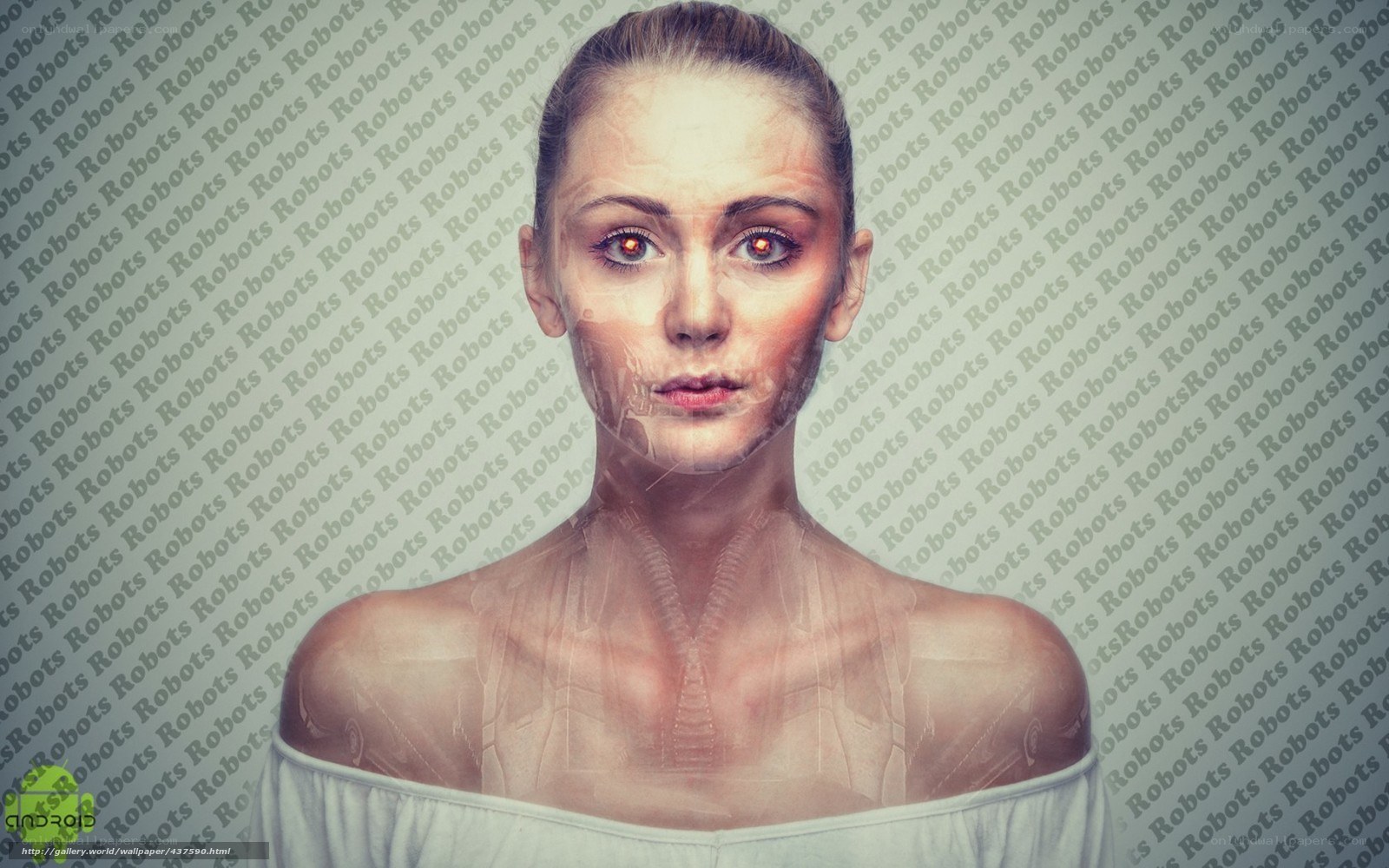 cyborg woman with glowing eyes