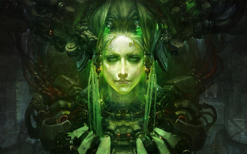 Cyborg Woman with Green Glow