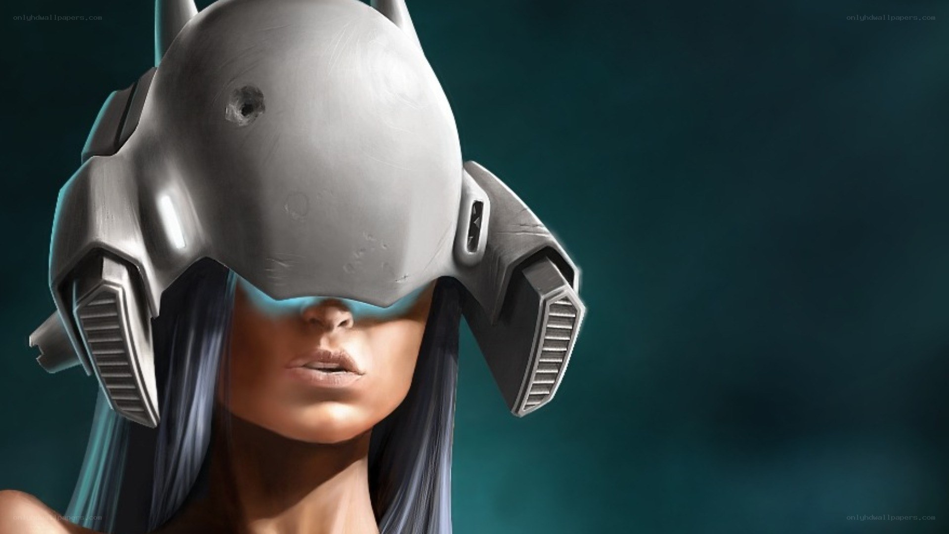 cyborg woman with helmet