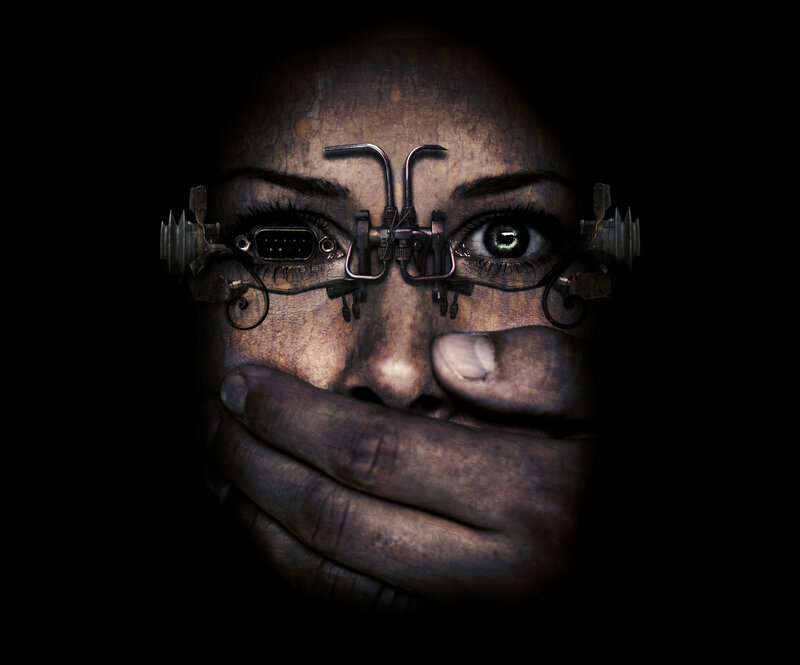cyborg woman with mechanical eyes