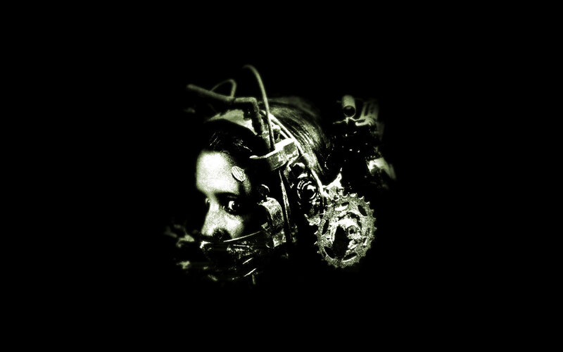 cyborg woman with mechanical parts