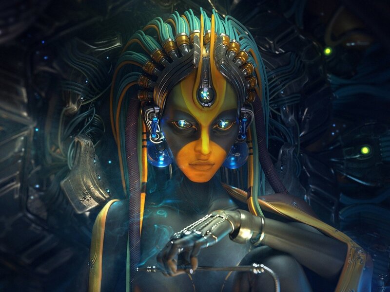 Cyborg Woman with Neural Implants