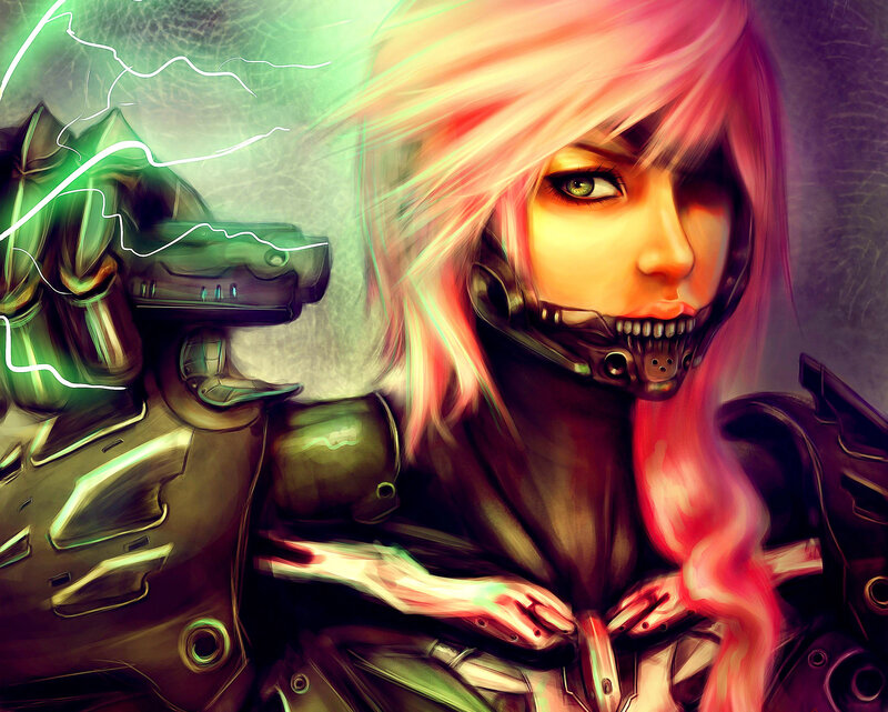 Cyborg Woman with Pink Hair