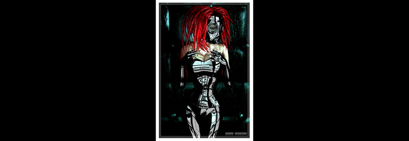 cyborg woman with red hair