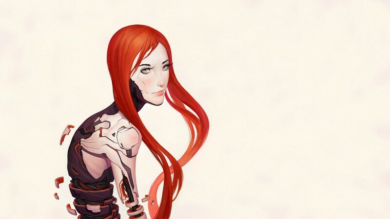 Cyborg Woman with Red Hair — Neutral