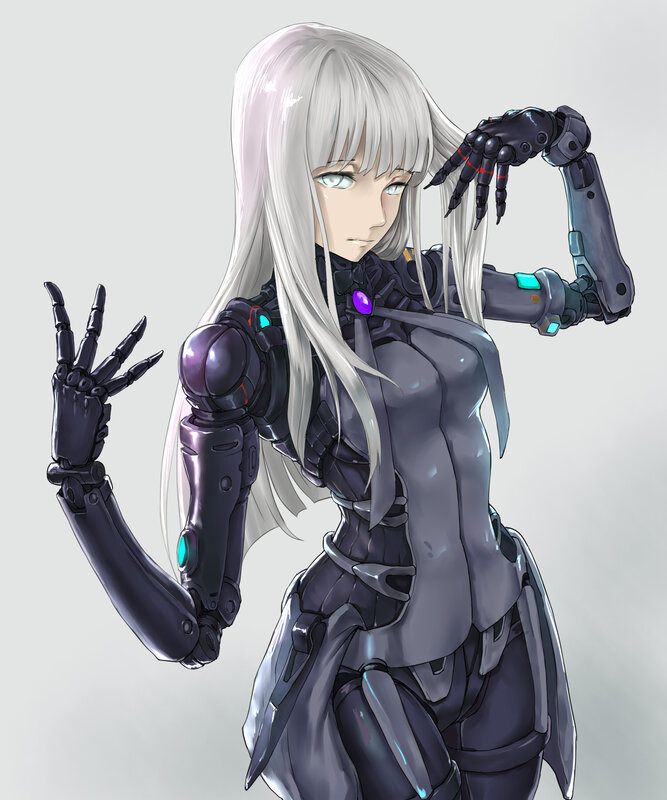 Cyborg Woman with Silver Hair — Gray, Neutral
