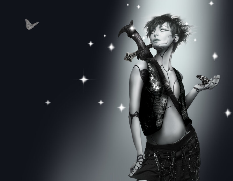 Cyborg Woman with Sword