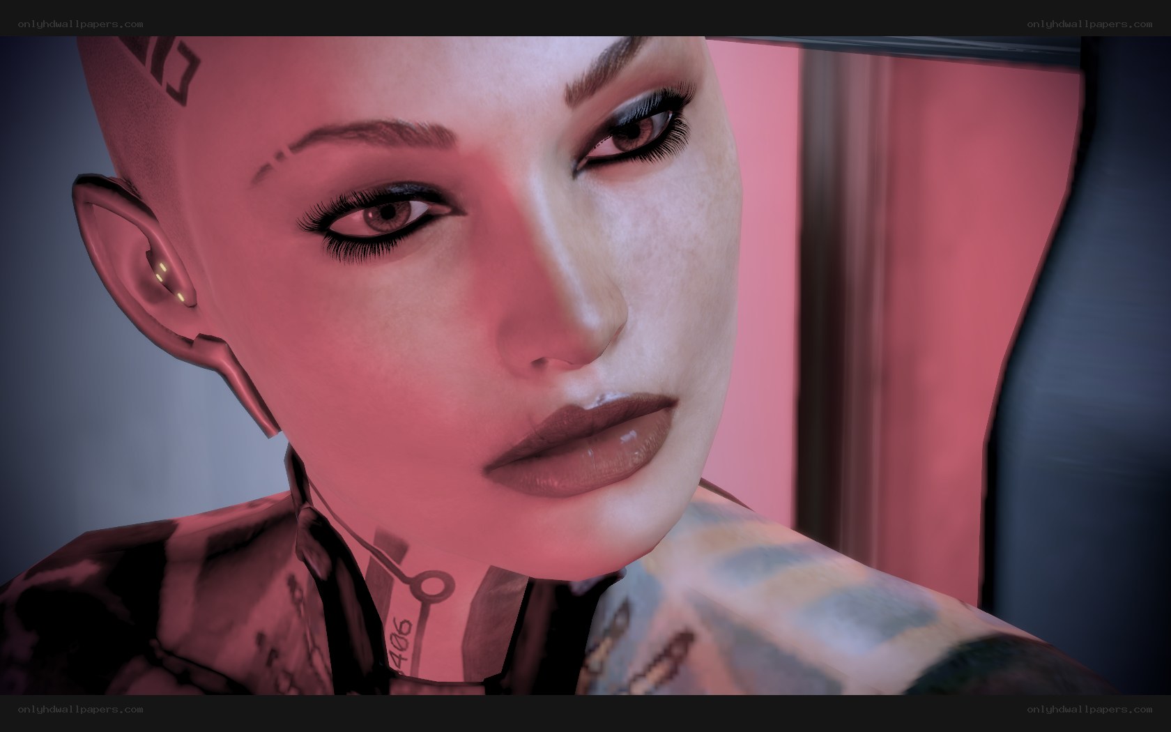 cyborg woman with tattoos