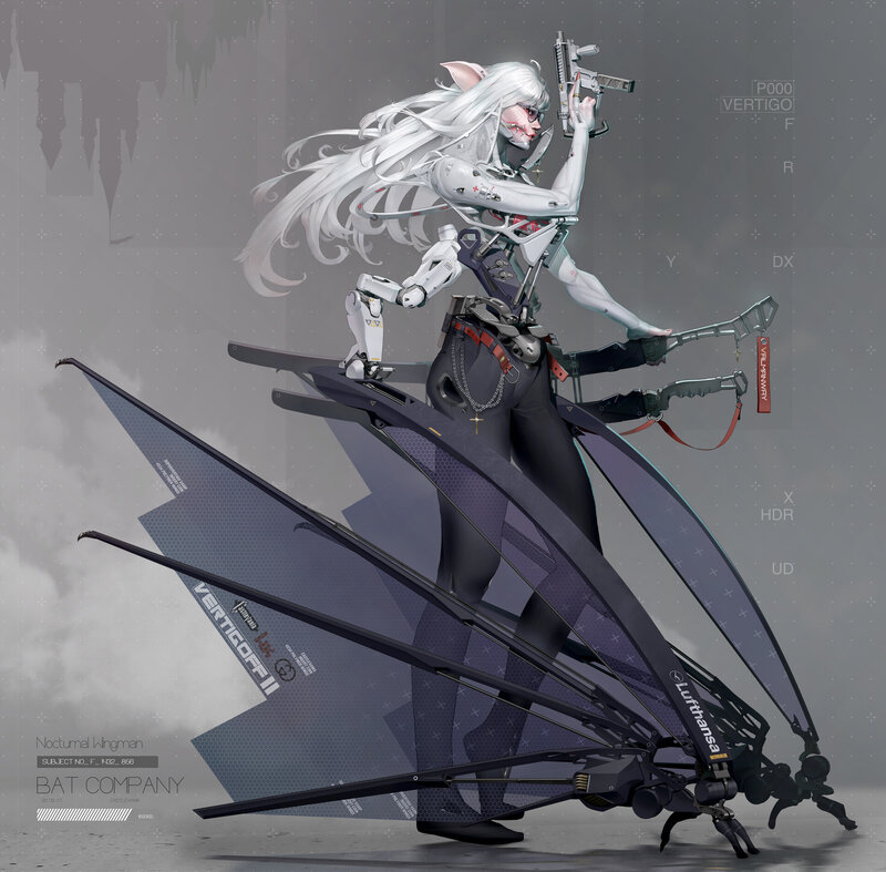 Cyborg Woman with Wings — Gray