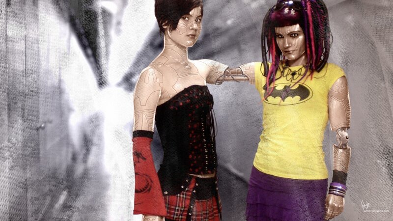 cyborg women with batman shirt