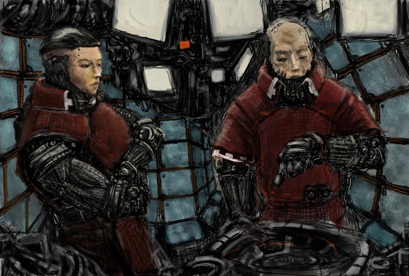 cyborgs in a cockpit