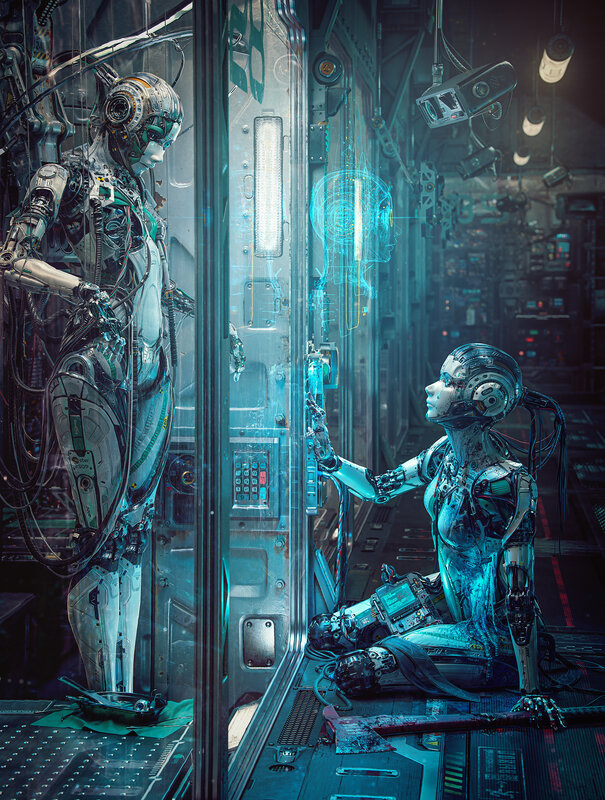 Cyborgs in a Lab — Blue