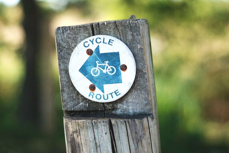 cycle route sign on post