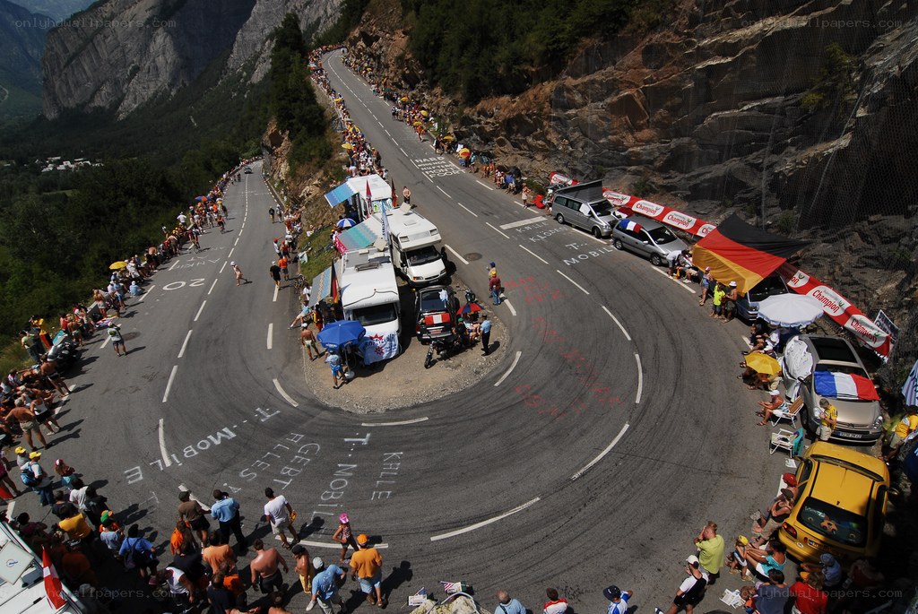 Cycling race on mountain road