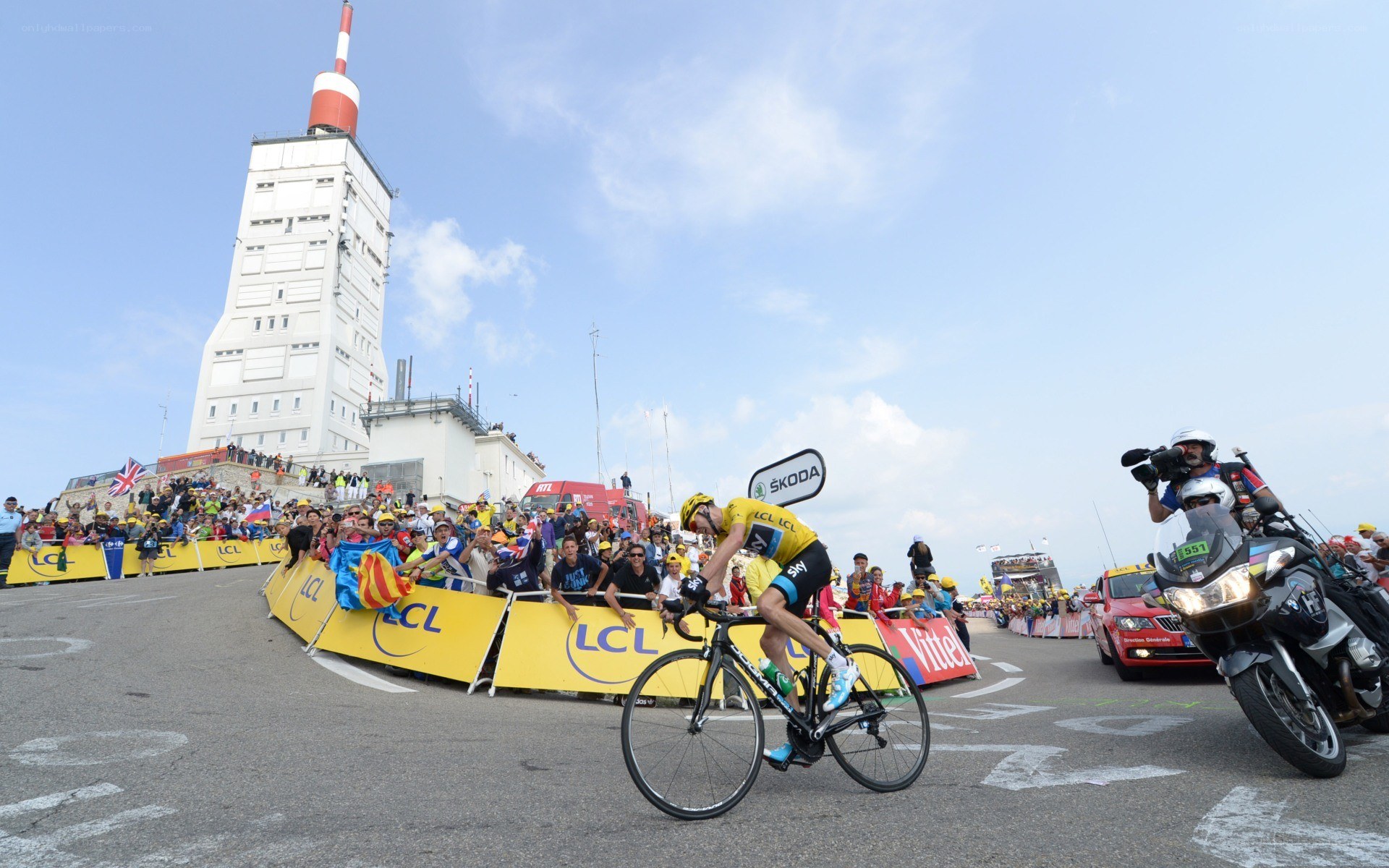 Cyclist at finish line