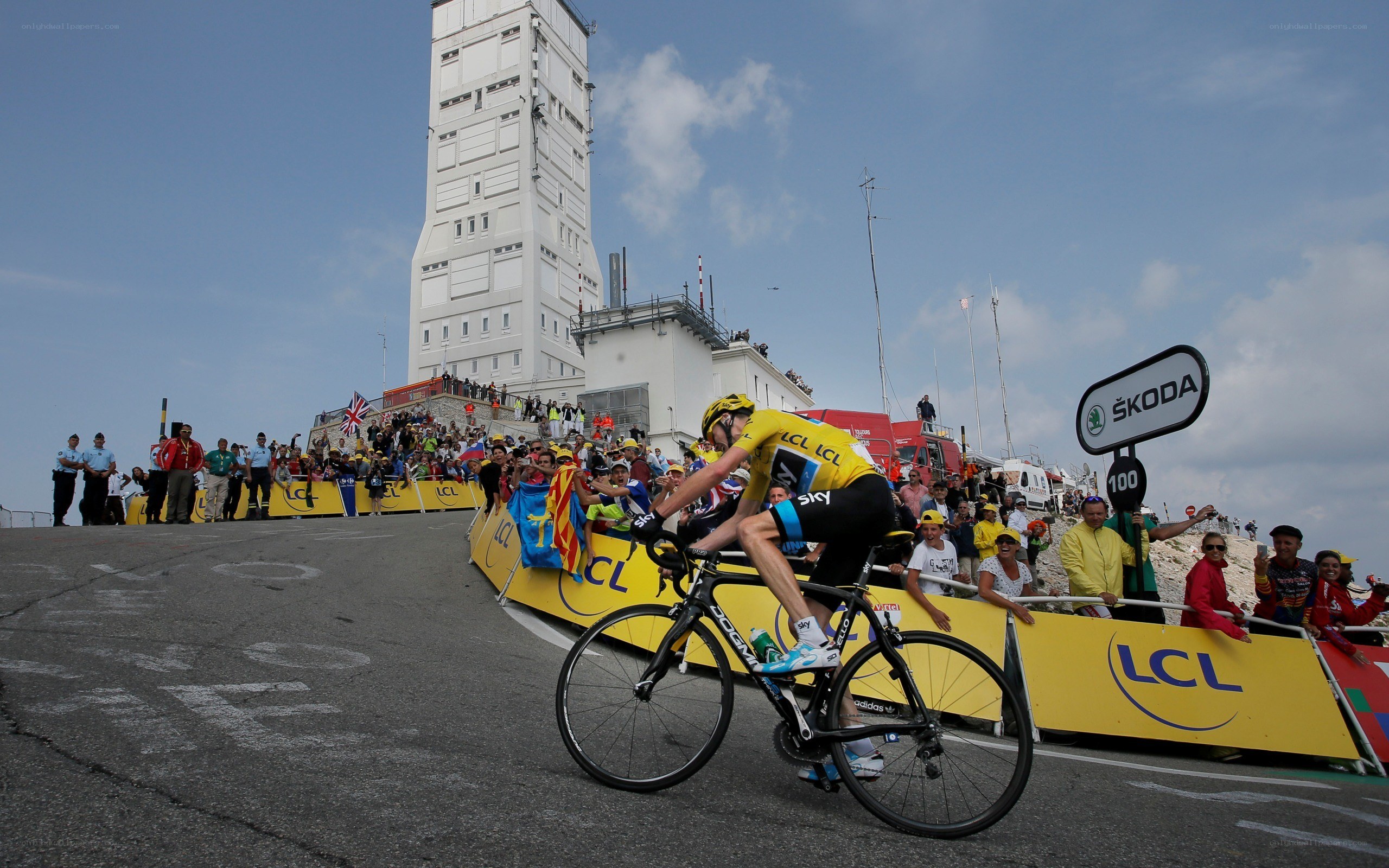 Cyclist at finish line