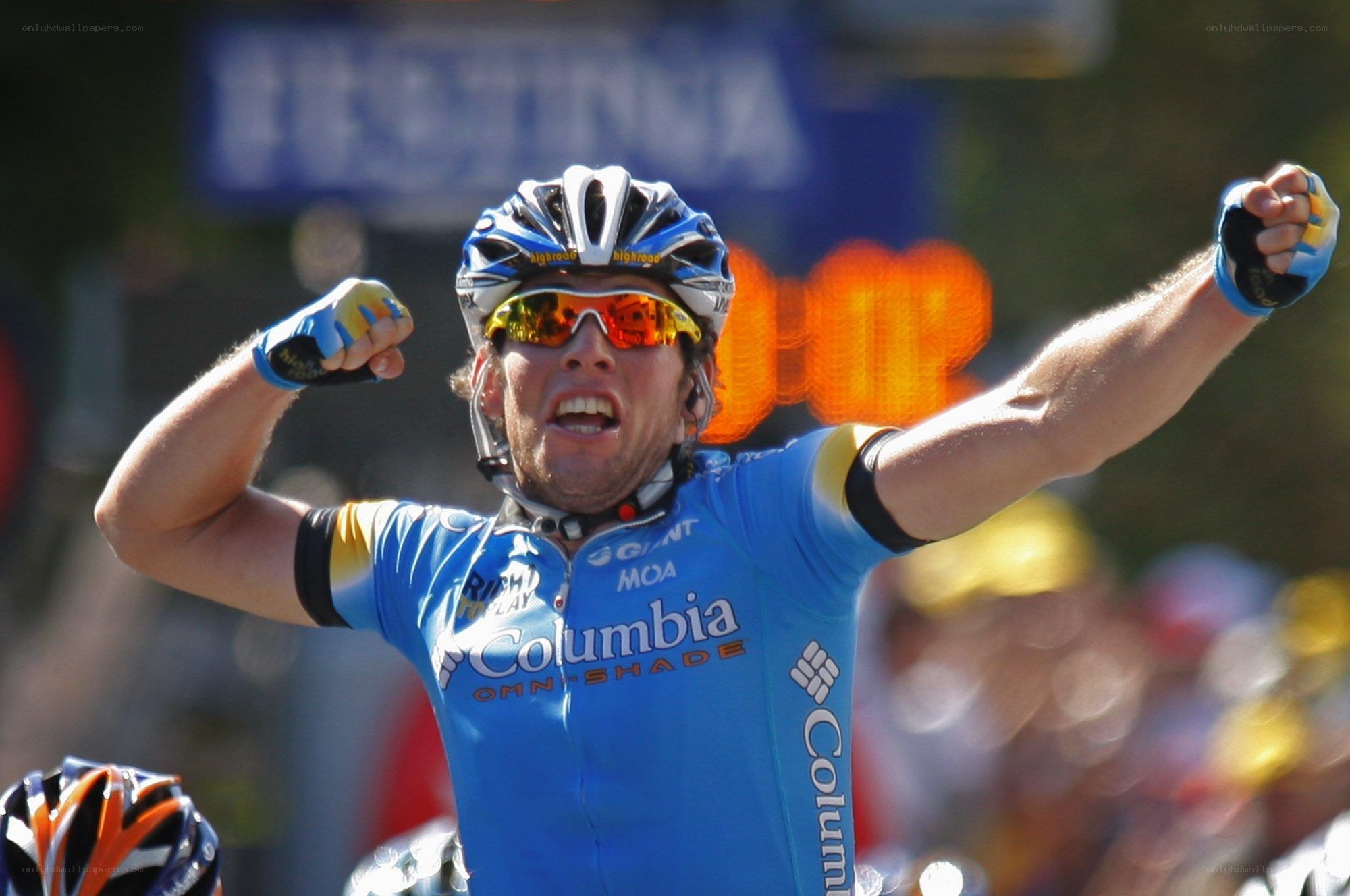 Cyclist celebrates victory