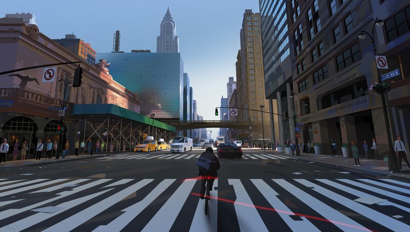 Cyclist Crossing Street