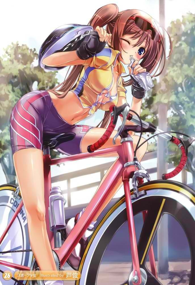 cyclist girl with helmet