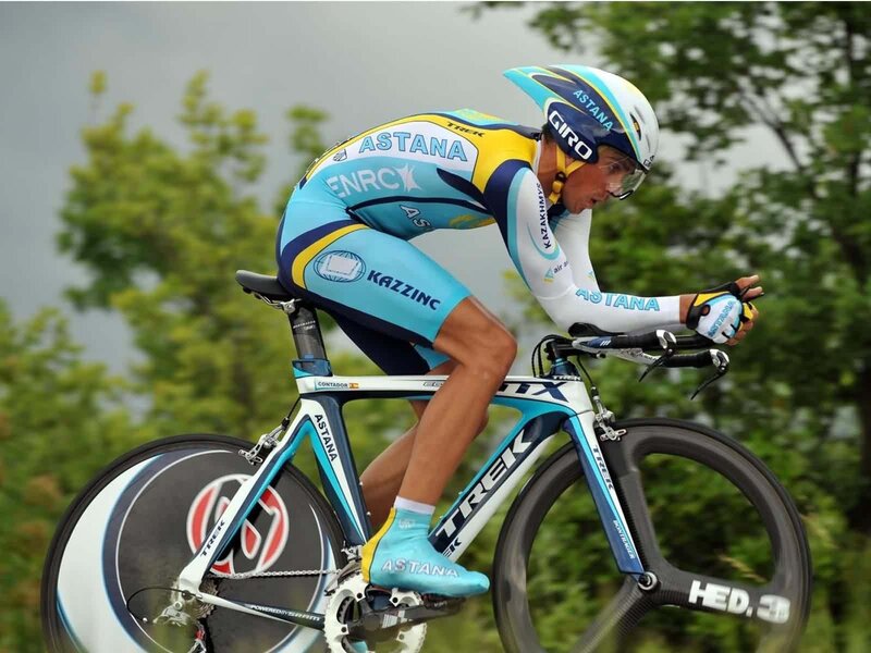 cyclist in action on a road bike