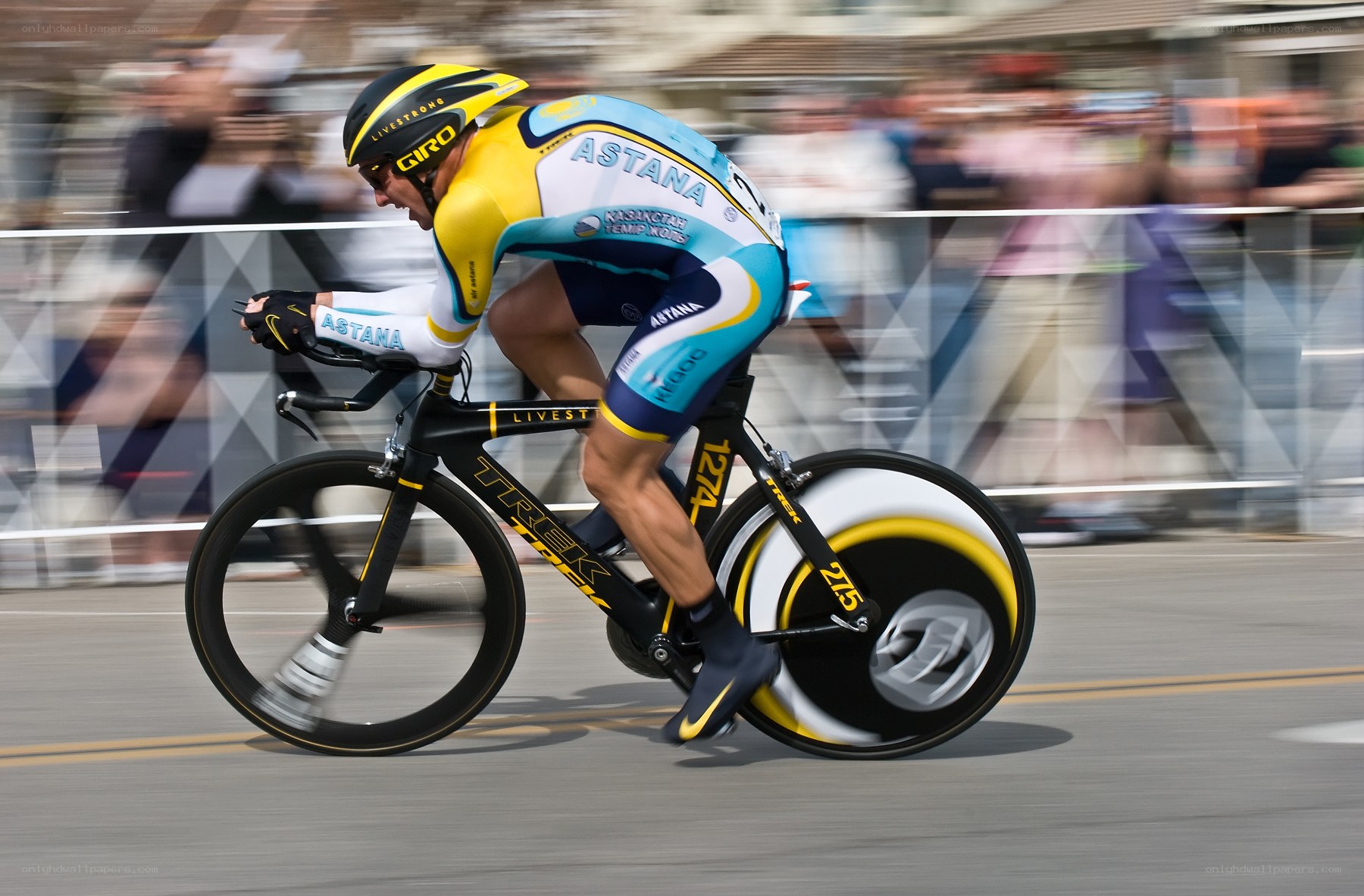 Cyclist in action on a track