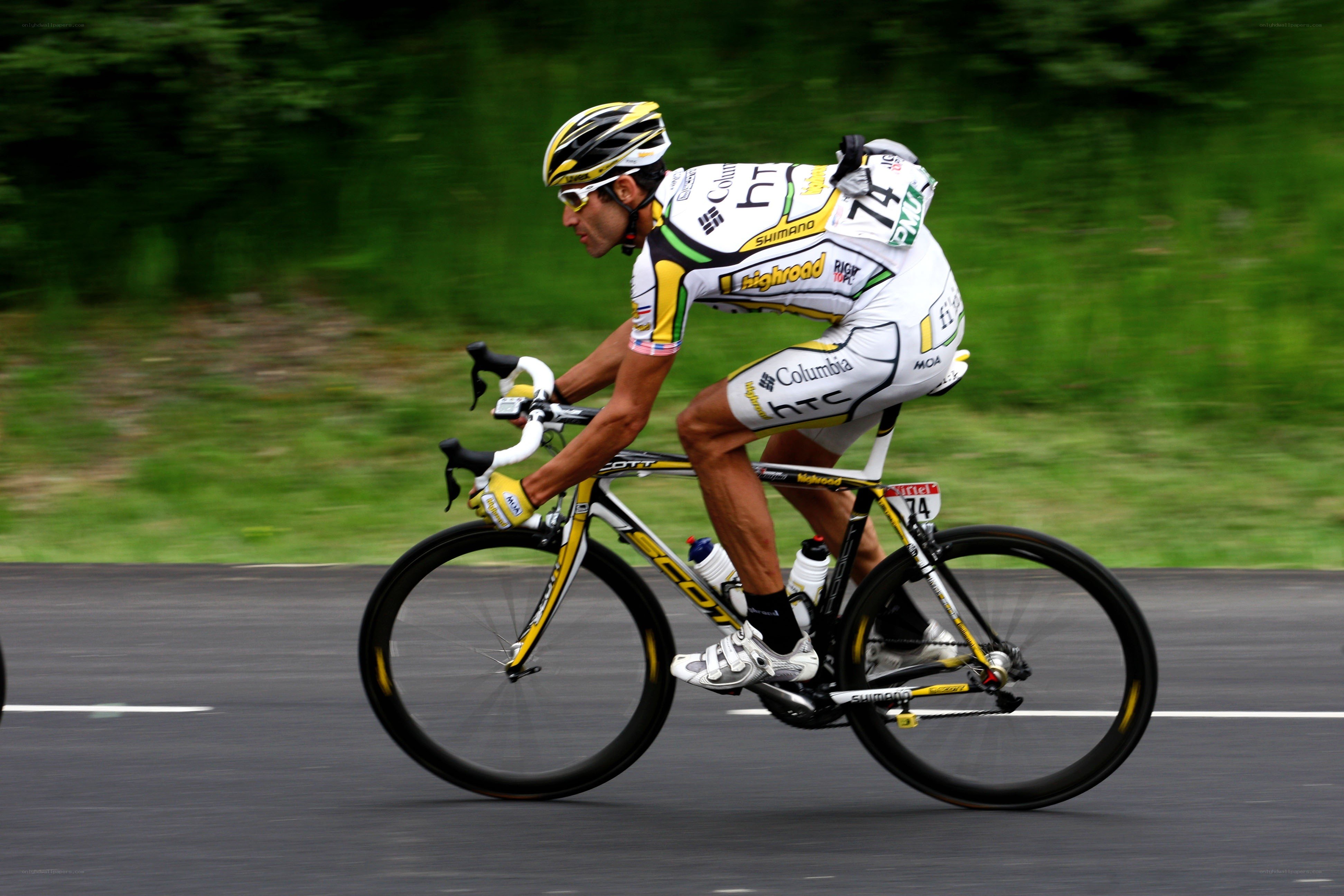cyclist in action on road