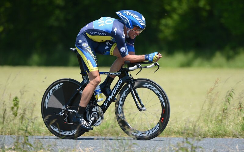 cyclist in blue and yellow kit