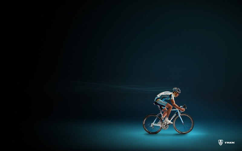 cyclist in blue lighting