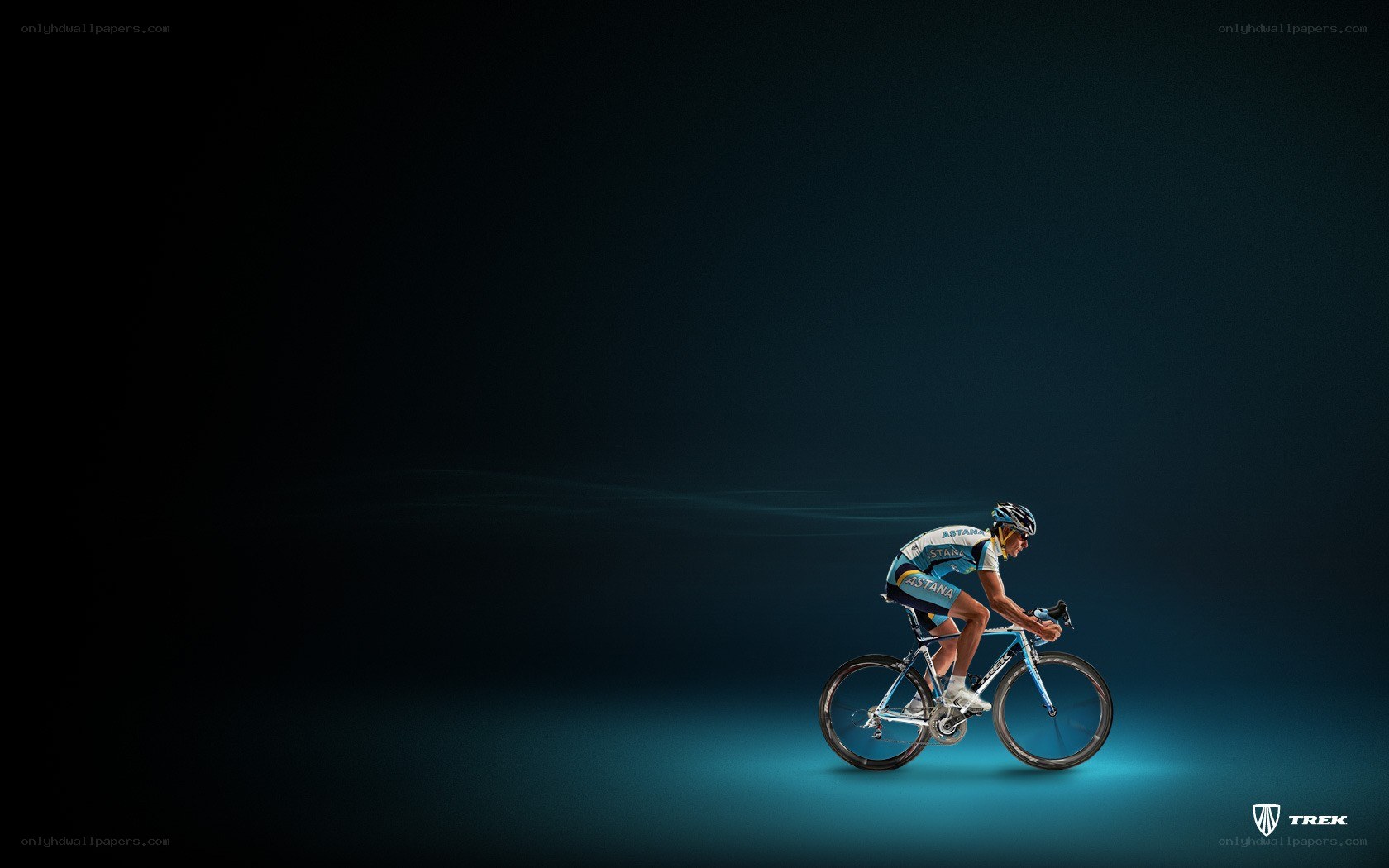 cyclist in blue lighting