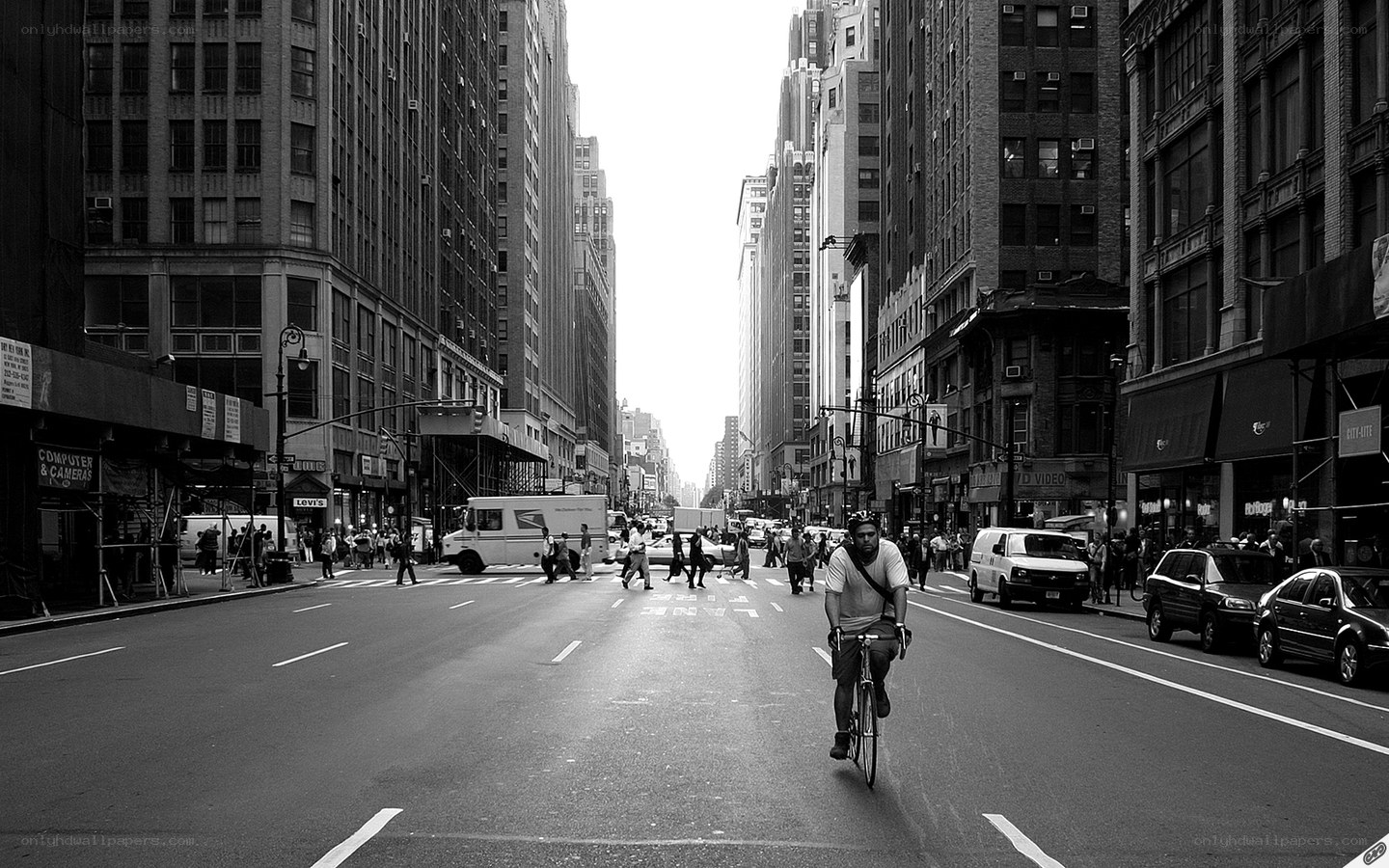 Cyclist in city street