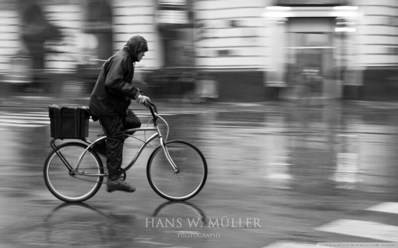 Cyclist in the rain