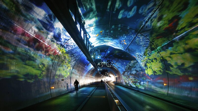 Cyclist in Tunnel
