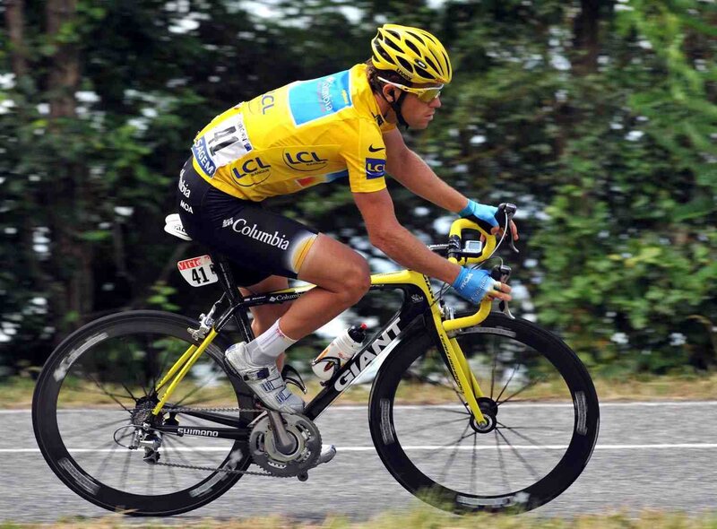 cyclist in yellow jersey