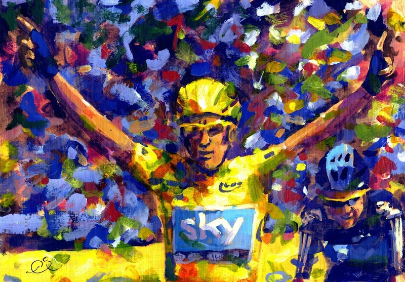 Cyclist in Yellow Jersey — Celebratory