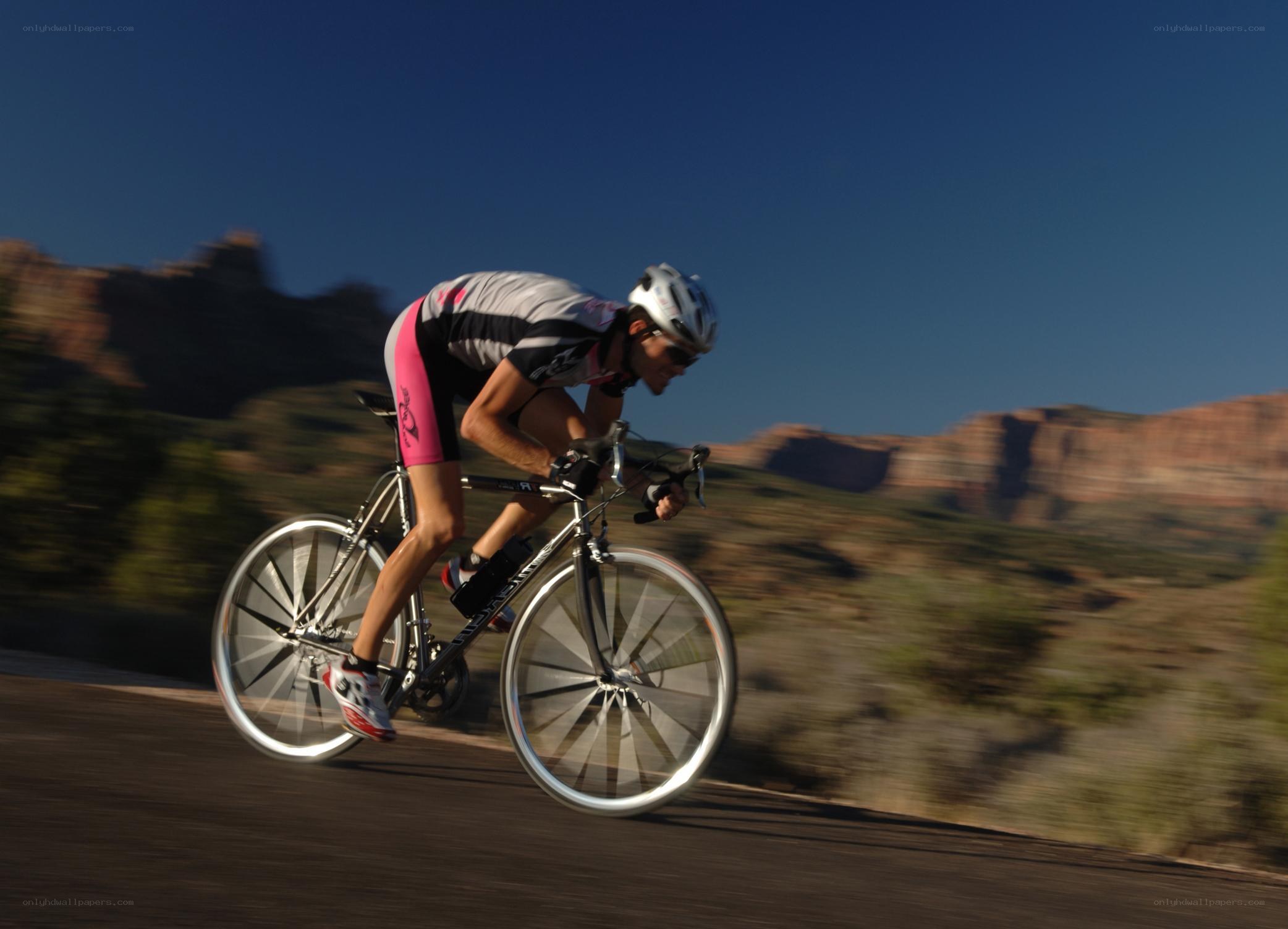 cyclist on a desert road