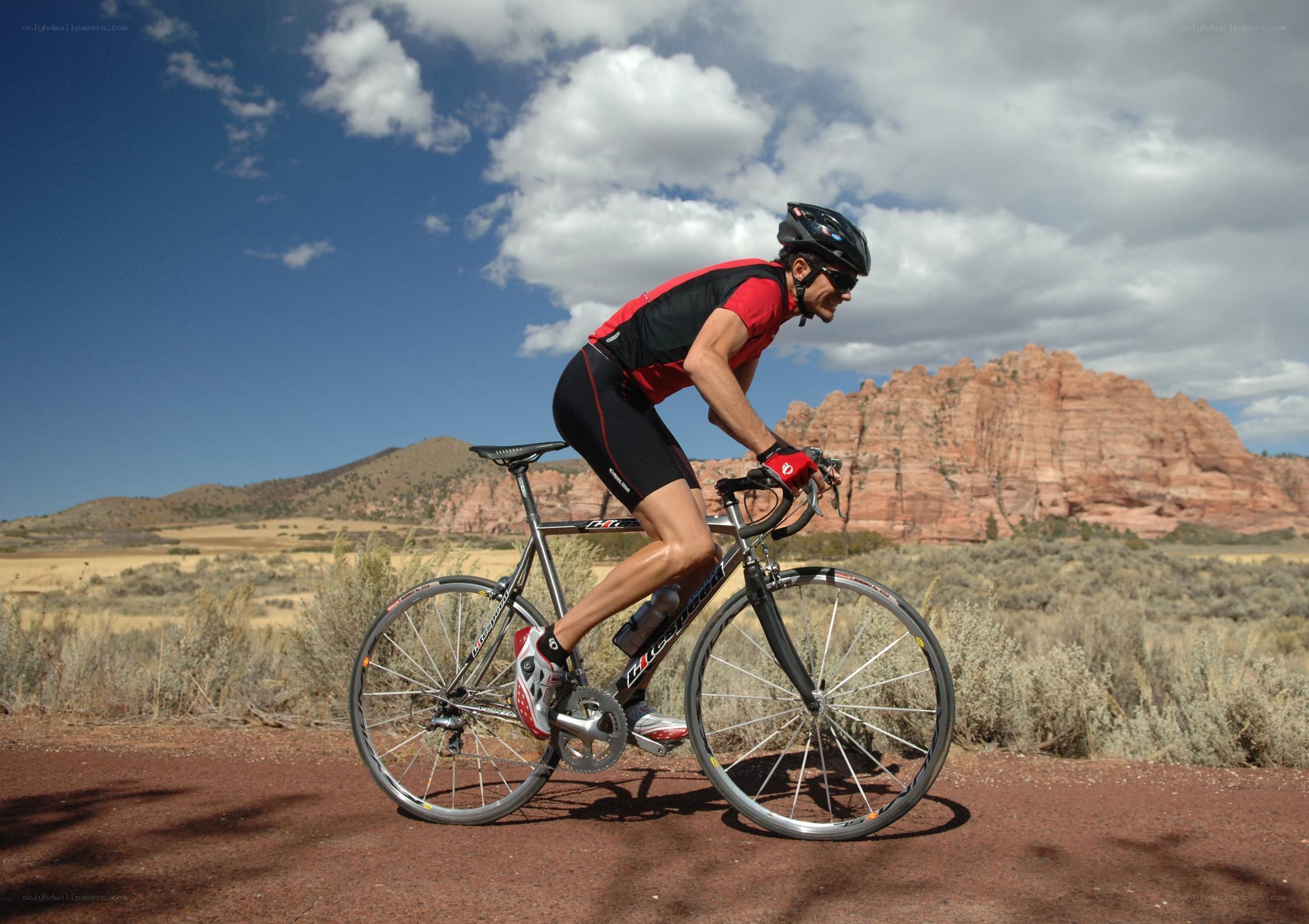Cyclist on a desert trail
