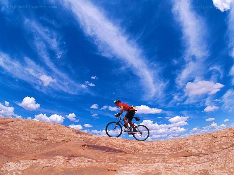 Cyclist on a desert trail