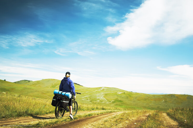 Cyclist on a Hill — Blue