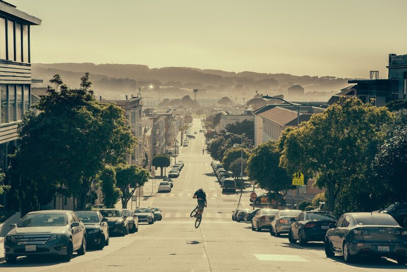 Cyclist on a Hill — Green